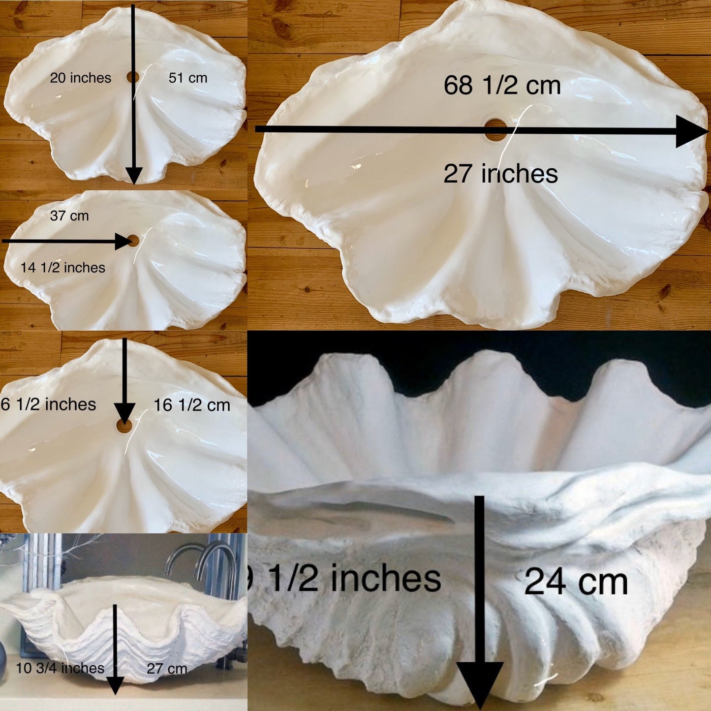 Large Clam Shell Sink in Grey