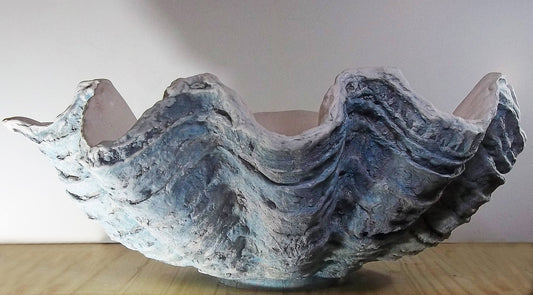 Extra Large Giant Clam Shell in Aquamarine Blue