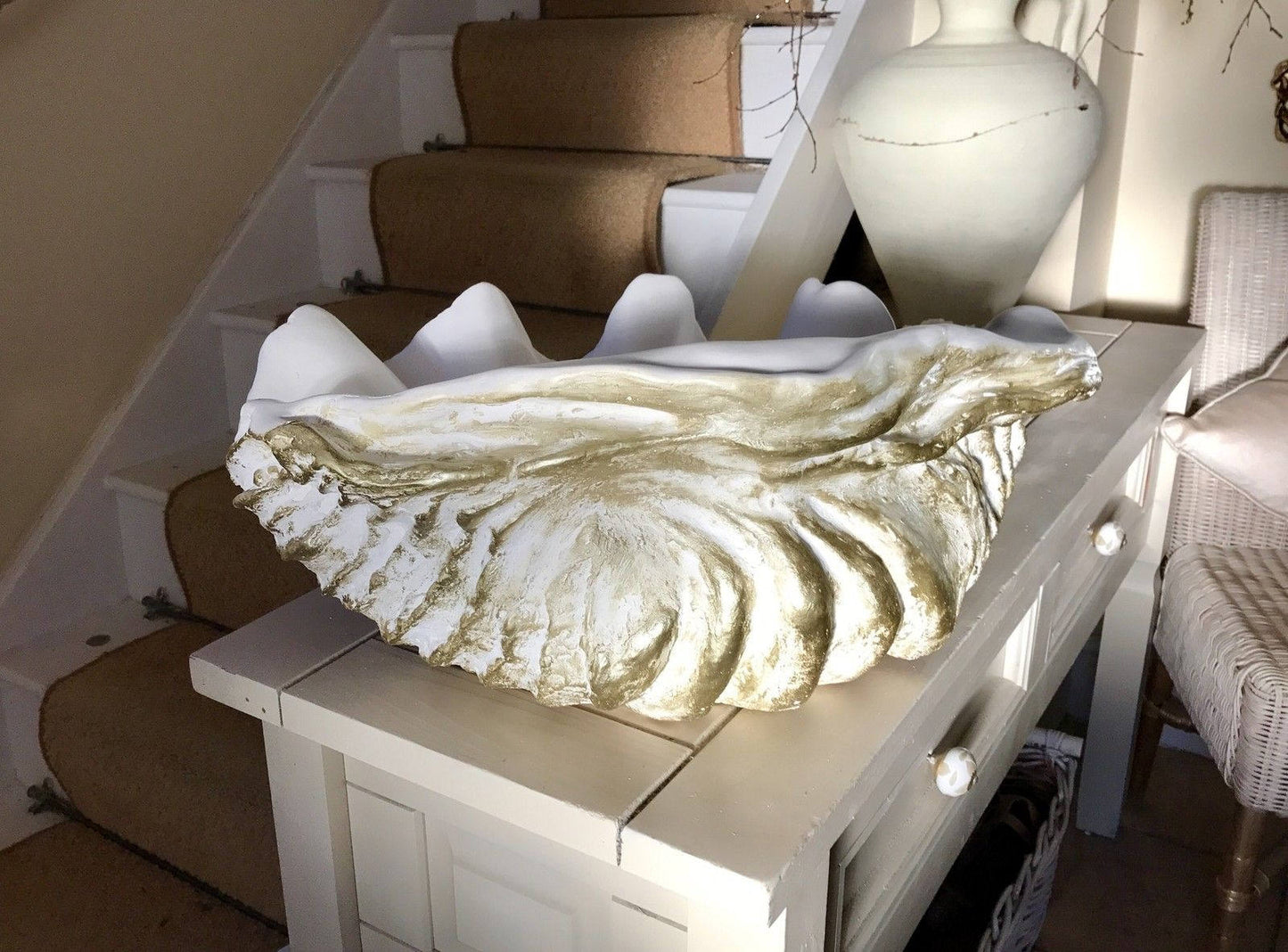Large Giant Clam Shell in Gold Fleck