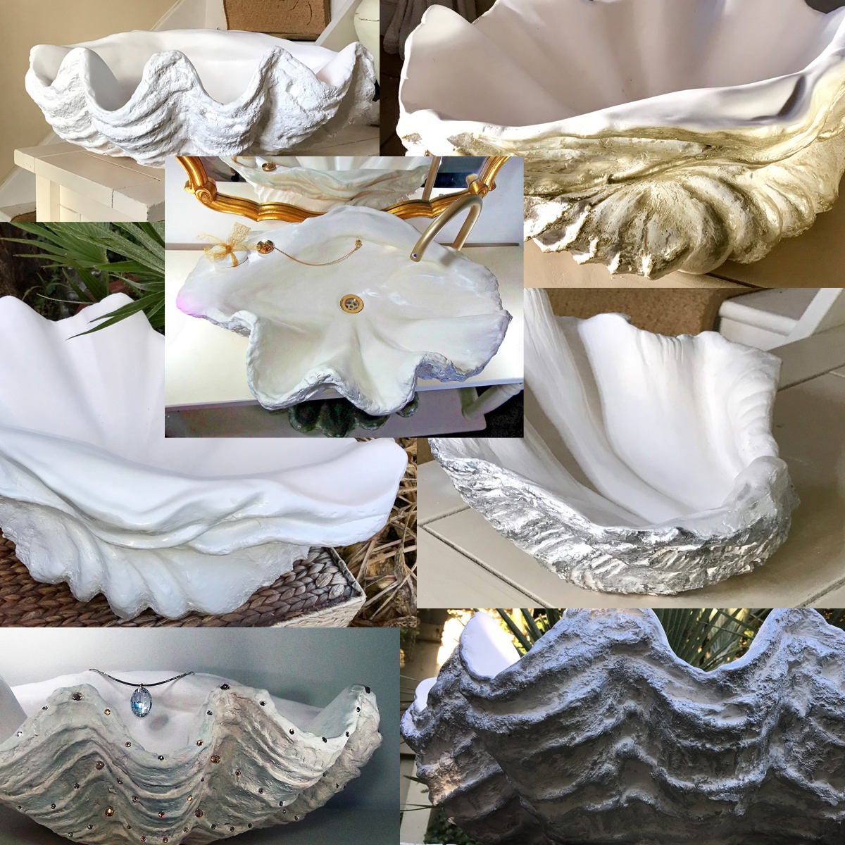 Large Giant Clam Shell in Gold Fleck