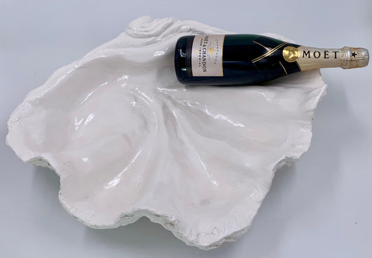 Platter Giant Clam Shell in White