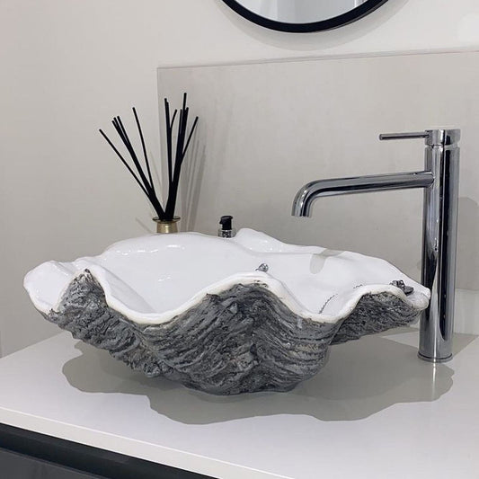 Small Clam Shell Sink in Pewter Grey